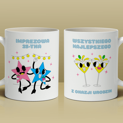 Imprezowa 25-tka - 1x Kubek z nadrukiem, spersonalizowany prezent dla niej - idamell.com
