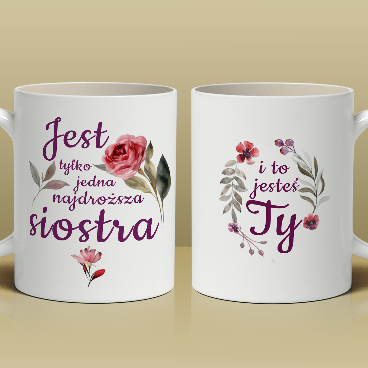 Jedyna siostra - 1x Kubek z nadrukiem, spersonalizowany prezent dla siostry - idamell.com