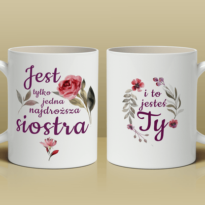 Jedyna siostra - 1x Kubek z nadrukiem, spersonalizowany prezent dla siostry - idamell.com