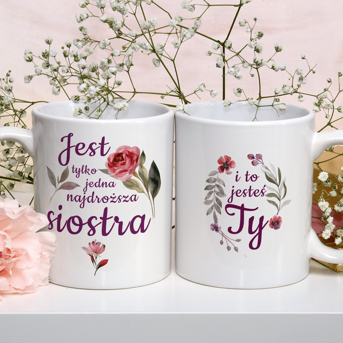 Jedyna siostra - 1x Kubek z nadrukiem, spersonalizowany prezent dla siostry - idamell.com