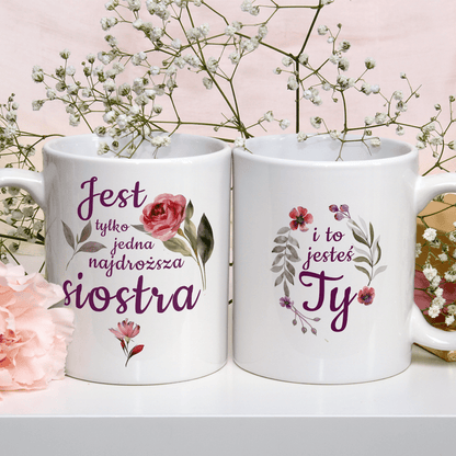 Jedyna siostra - 1x Kubek z nadrukiem, spersonalizowany prezent dla siostry - idamell.com