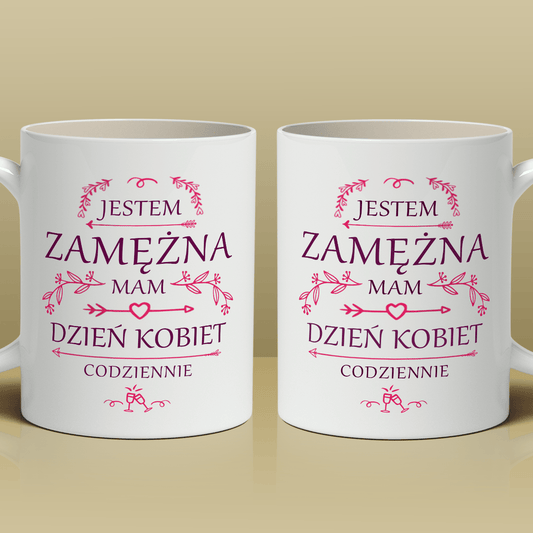 Jestem zamężna - 1x Kubek z nadrukiem, spersonalizowany prezent dla kobiety - idamell.com