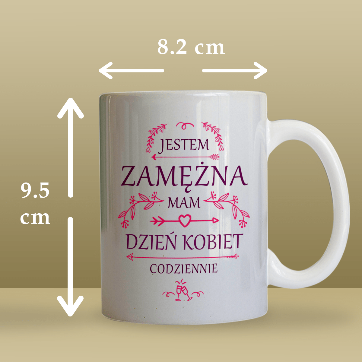 Jestem zamężna - 1x Kubek z nadrukiem, spersonalizowany prezent dla kobiety - idamell.com