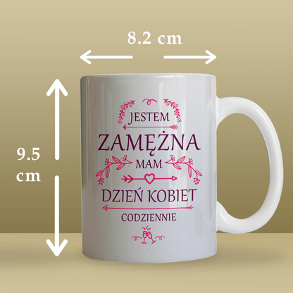 Jestem zamężna - 1x Kubek z nadrukiem, spersonalizowany prezent dla kobiety - idamell.com