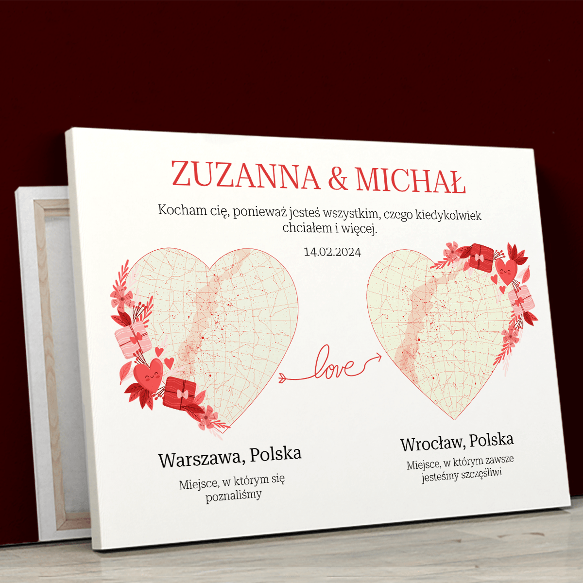 Jesteś dla mnie wszystkim - druk na płótnie, spersonalizowany prezent dla par - idamell.com