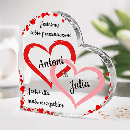Jesteśmy sobie przeznaczeni - Szklane serce, spersonalizowany prezent dla niej, niego - idamell.com