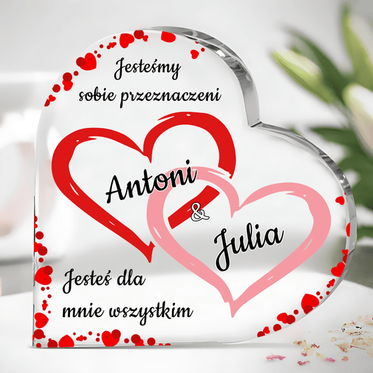 Jesteśmy sobie przeznaczeni - Szklane serce, spersonalizowany prezent dla niej, niego - idamell.com