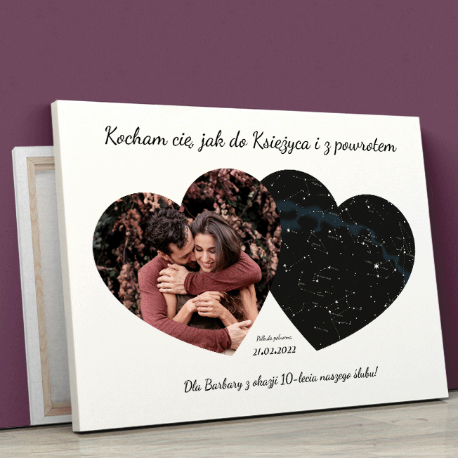 Kocham Cię jak do Księżyca - druk na płótnie, spersonalizowany prezent - idamell.com - Wyjątkowe Prezenty