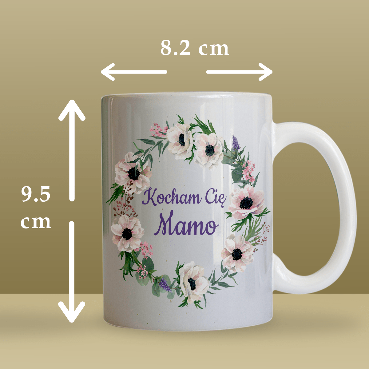 Kocham Cię Mamo - 1x Kubek z nadrukiem, spersonalizowany prezent dla mamy - idamell.com