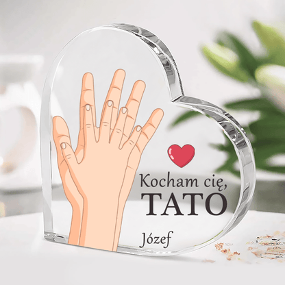 Kocham Cię, tatusiu - Szklane serce, spersonalizowany prezent dla taty - idamell.com