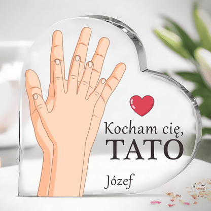 Kocham Cię, tatusiu - Szklane serce, spersonalizowany prezent dla taty - idamell.com