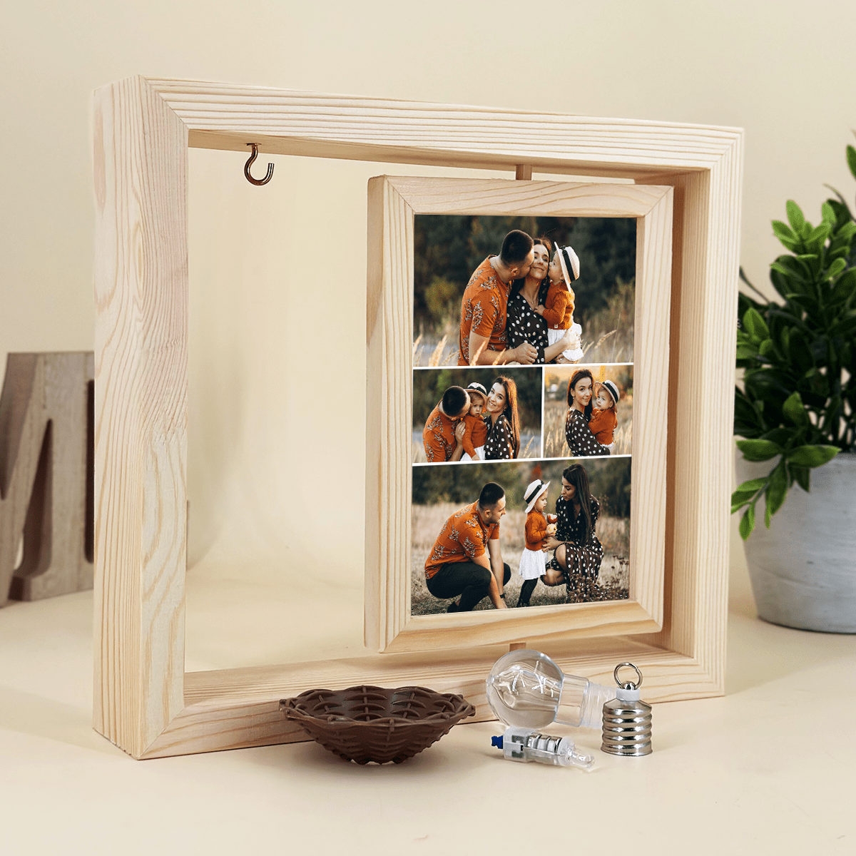 Kochana mama - Druk na szkle w drewnianej ramce + led, spersonalizowany prezent dla mamy - idamell.com