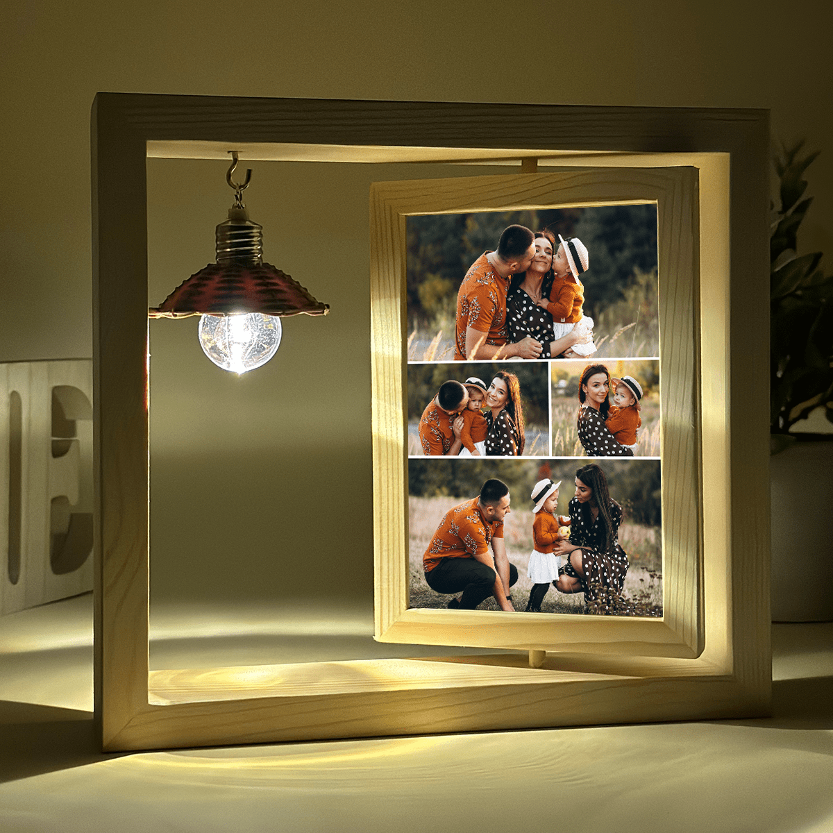 Kochana mama - Druk na szkle w drewnianej ramce + led, spersonalizowany prezent dla mamy - idamell.com