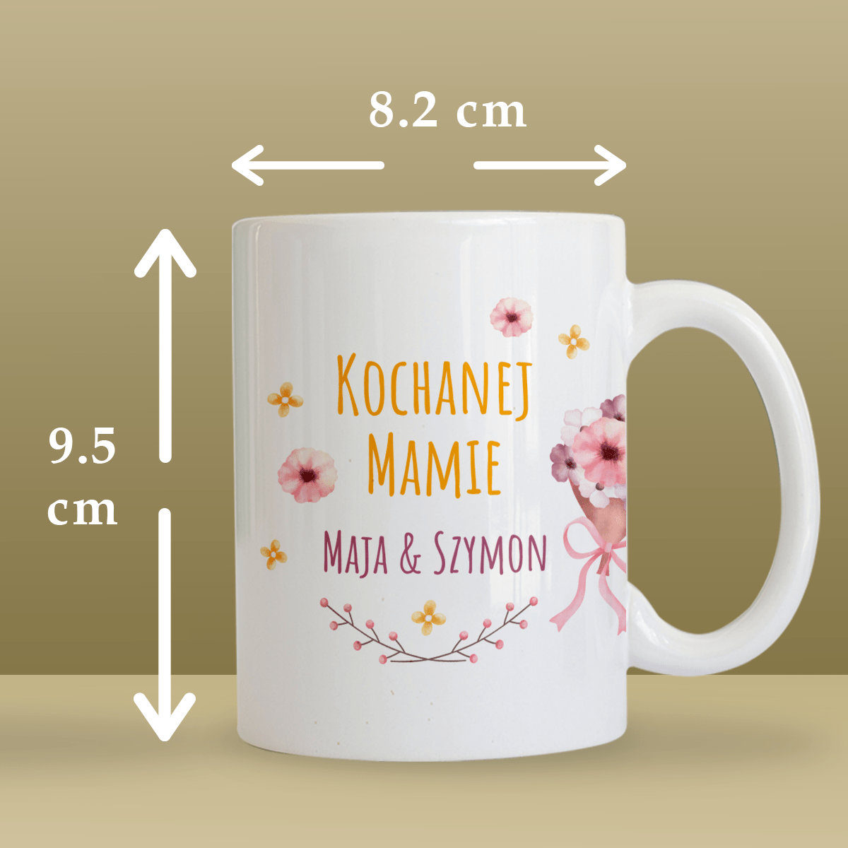 Kochanej mamie - 1x Kubek z nadrukiem, spersonalizowany prezent dla mamy - idamell.com