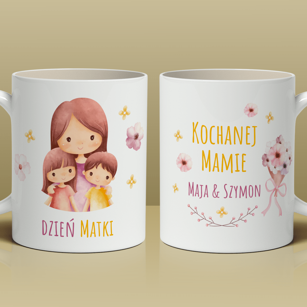 Kochanej mamie - 1x Kubek z nadrukiem, spersonalizowany prezent dla mamy - idamell.com
