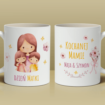 Kochanej mamie - 1x Kubek z nadrukiem, spersonalizowany prezent dla mamy - idamell.com