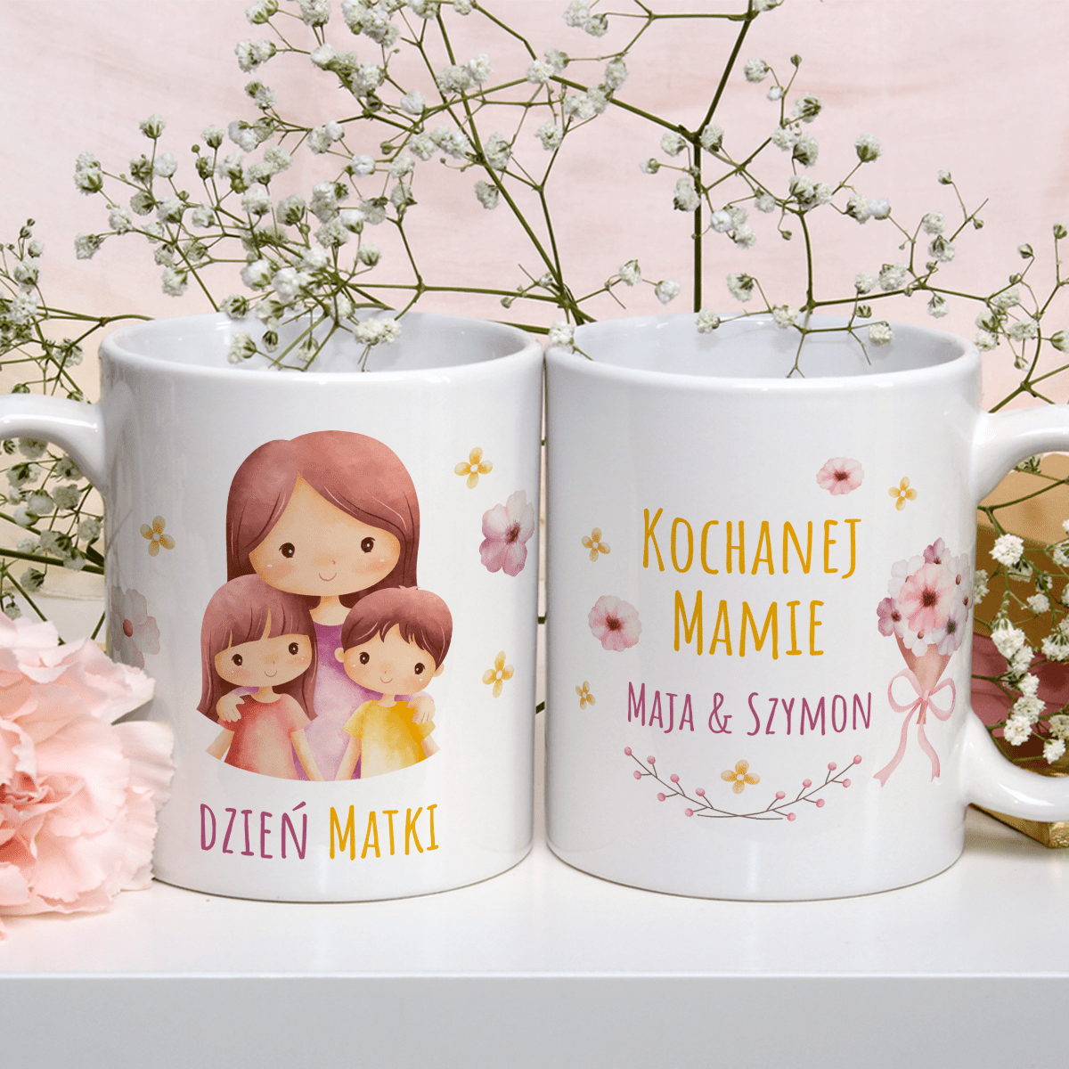 Kochanej mamie - 1x Kubek z nadrukiem, spersonalizowany prezent dla mamy - idamell.com