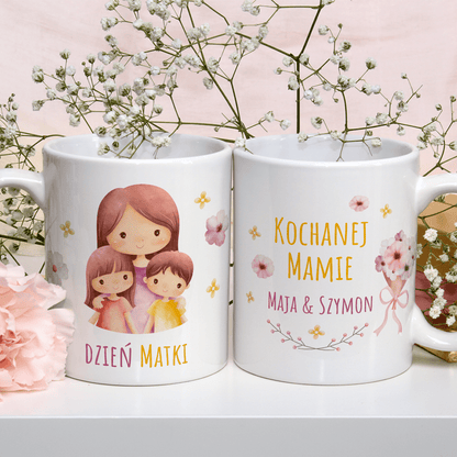 Kochanej mamie - 1x Kubek z nadrukiem, spersonalizowany prezent dla mamy - idamell.com