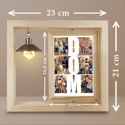 Kochani rodzice - Druk na szkle w drewnianej ramce + led, spersonalizowany prezent dla rodziców - idamell.com