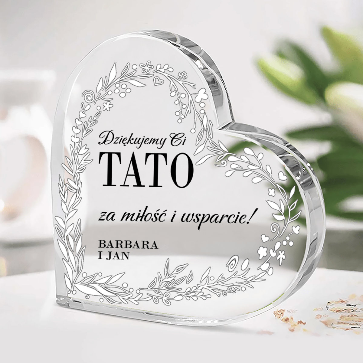 Kochany tato - Szklane serce, spersonalizowany prezent dla taty - idamell.com