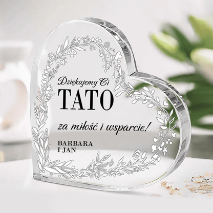 Kochany tato - Szklane serce, spersonalizowany prezent dla taty - idamell.com