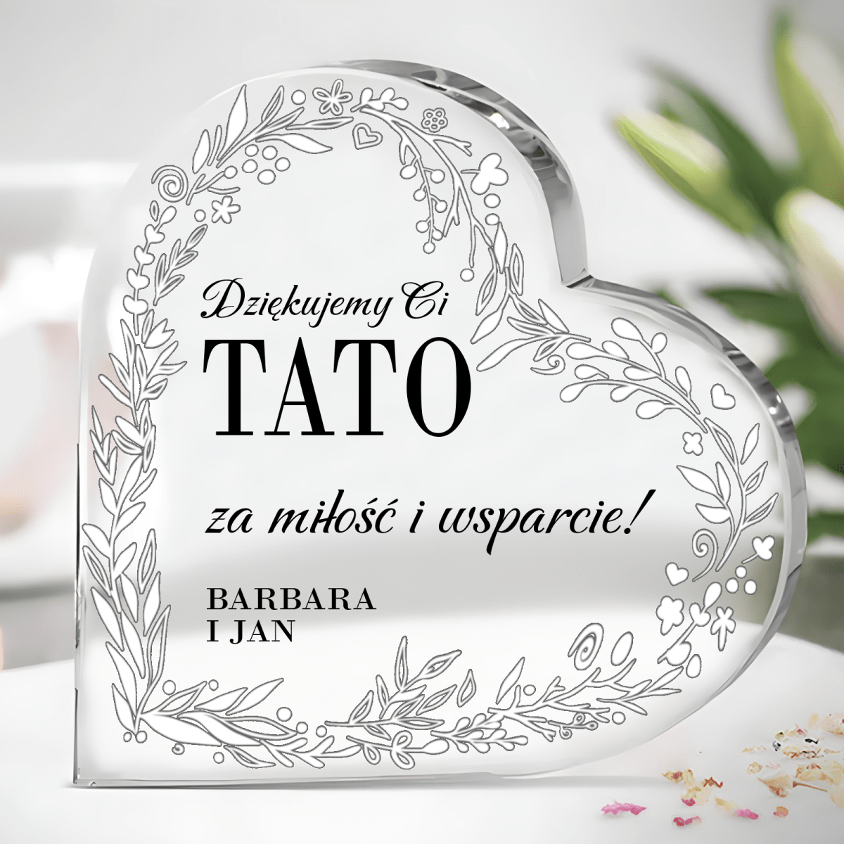 Kochany tato - Szklane serce, spersonalizowany prezent dla taty - idamell.com