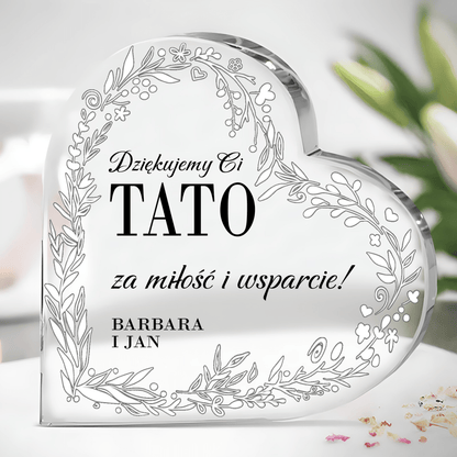 Kochany tato - Szklane serce, spersonalizowany prezent dla taty - idamell.com
