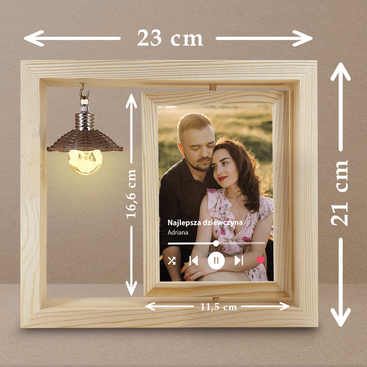 Kolaż 8 zdjęć dla najlepszej mamy - Druk na szkle w drewnianej ramce + led, spersonalizowany prezent dla mamy - idamell.com