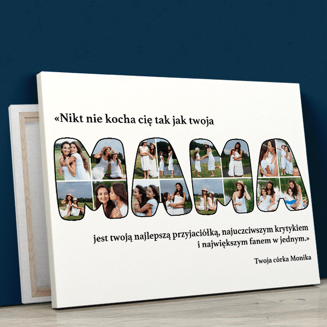 Kolaż ze słowa Mama - druk na płótnie, spersonalizowany prezent dla mamy - idamell.com