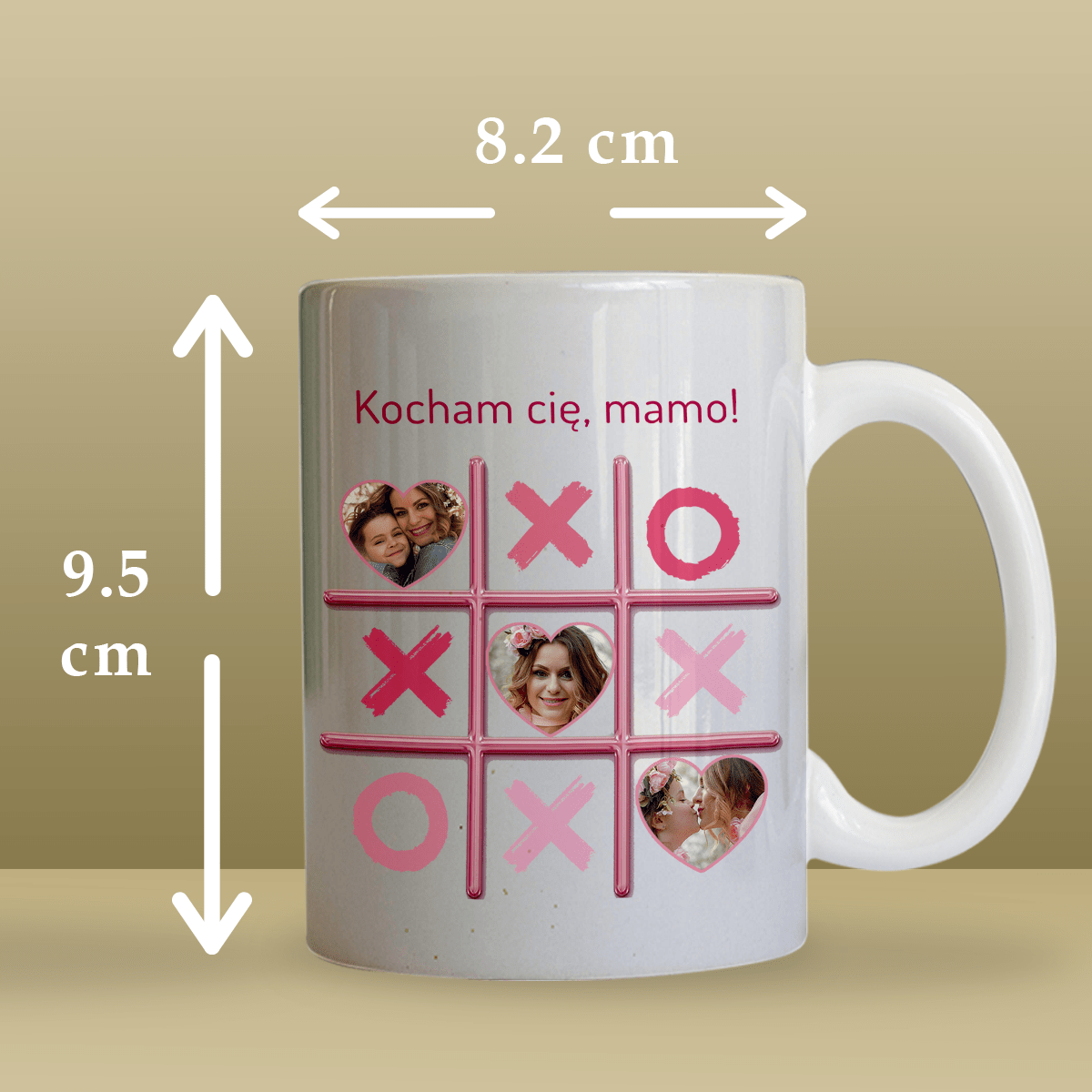 Kółko i krzyżyk dla mamy - 1x Kubek z nadrukiem, spersonalizowany prezent dla mamy - idamell.com