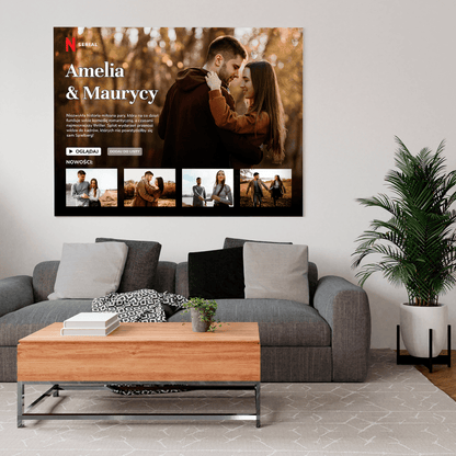 Komedia romantyczna - druk na płótnie, spersonalizowany prezent dla pary - idamell.com