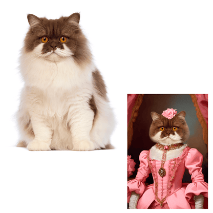 Kot w różowej sukni - druk na płótnie, spersonalizowany prezent - idamell.com
