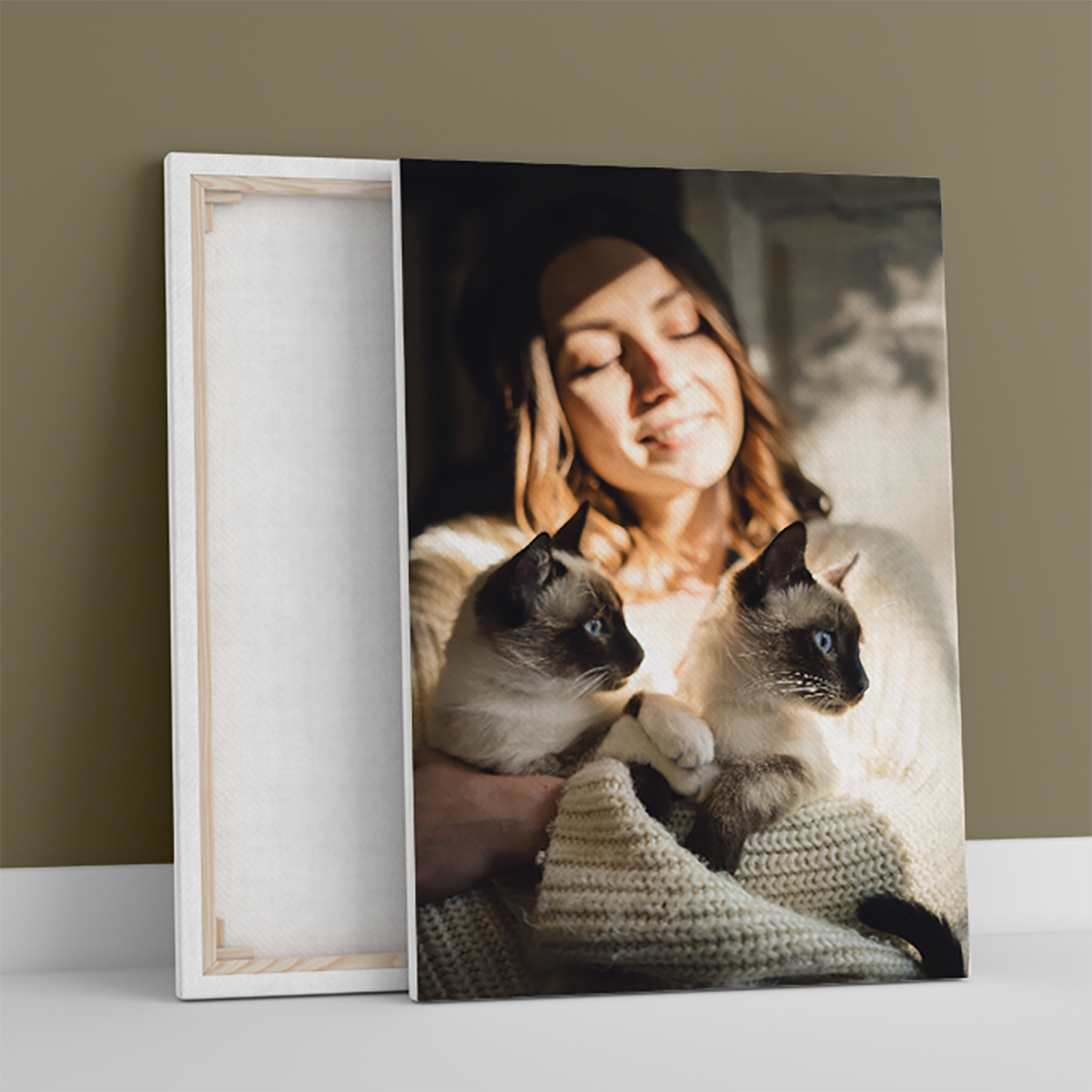 Fotoportret z kotami - druk na płótnie, spersonalizowany prezent - idamell.com - Wyjątkowe Prezenty