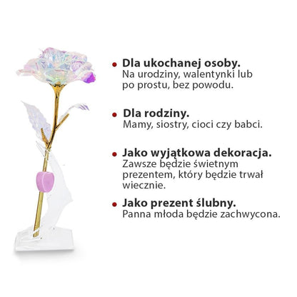 Kryształowa świecąca wieczna róża, Wyjatkowy pomysł na prezent dla dziewczyny, przyjaciółki, kobiety, najlepsze na walentynki, na 18 urodziny - idamell.com - Wyjątkowe Prezenty