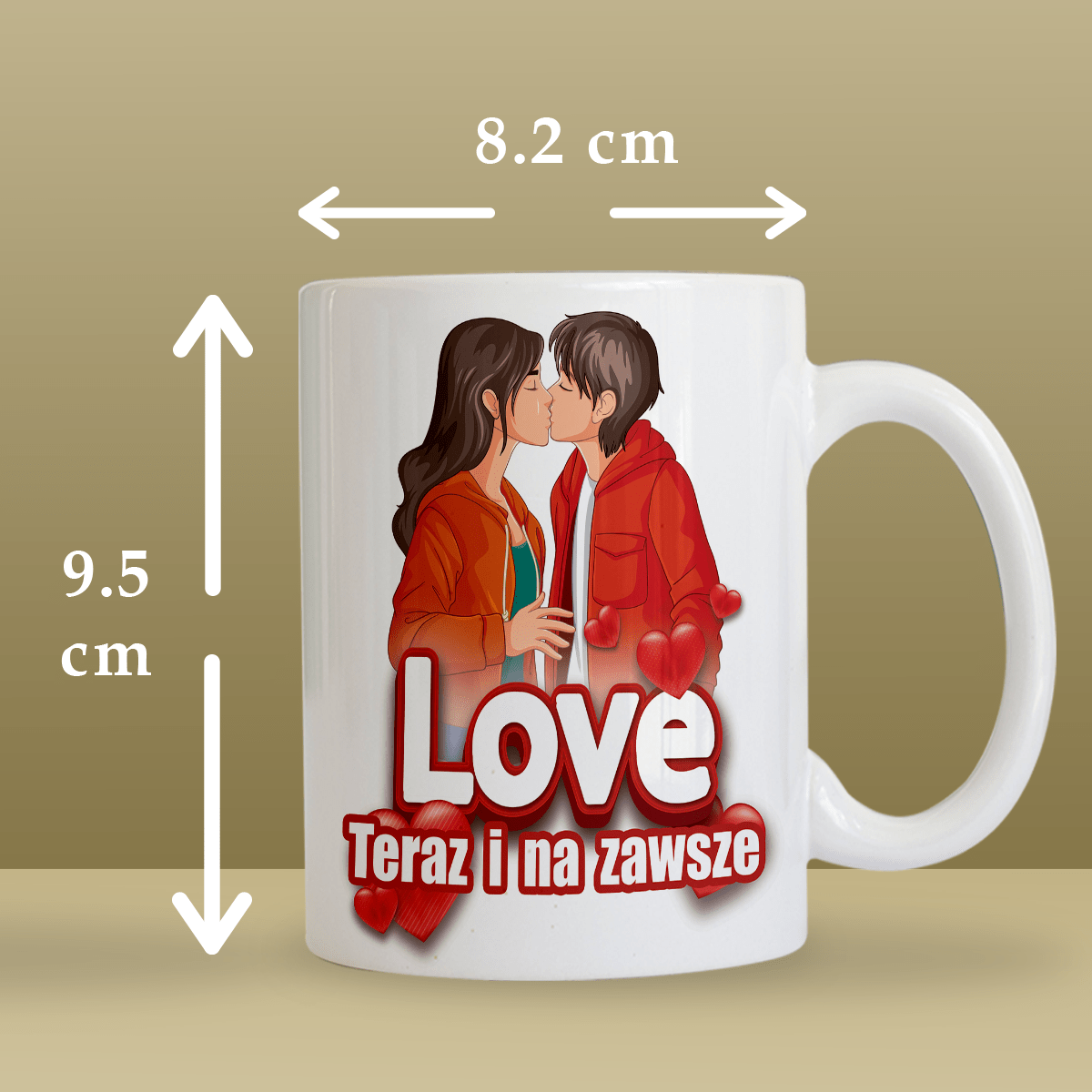 Love na zawsze - 1x Kubek z nadrukiem, spersonalizowany prezent dla pary - idamell.com