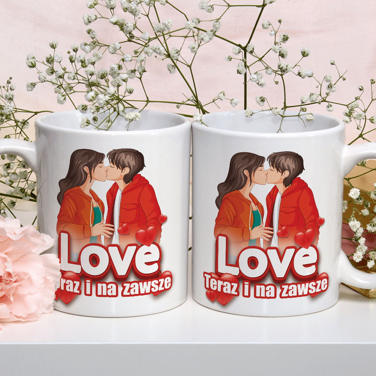 Love na zawsze - 1x Kubek z nadrukiem, spersonalizowany prezent dla pary - idamell.com