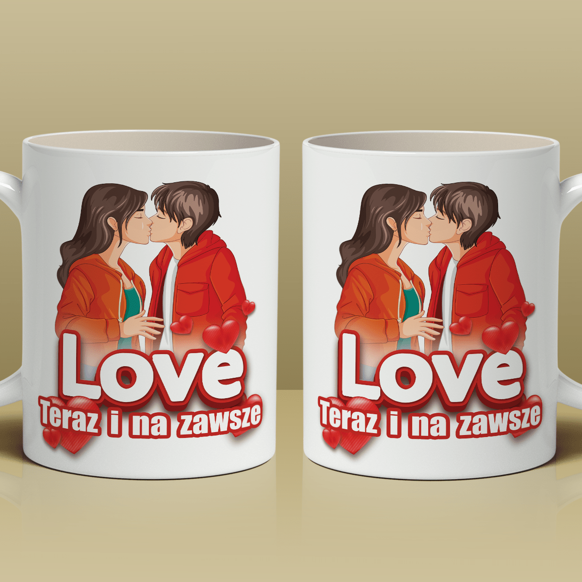 Love na zawsze - 1x Kubek z nadrukiem, spersonalizowany prezent dla pary - idamell.com