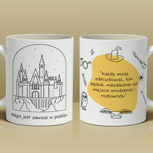 Magia jest w pobliżu - 1x Kubek z nadrukiem, prezent dla chłopaka - idamell.com