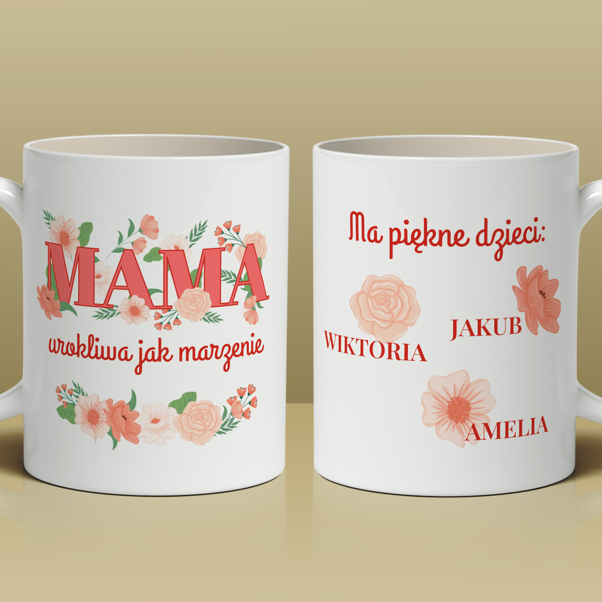 Mama i jej dzieci - 1x Kubek z nadrukiem, spersonalizowany prezent dla mamy - idamell.com