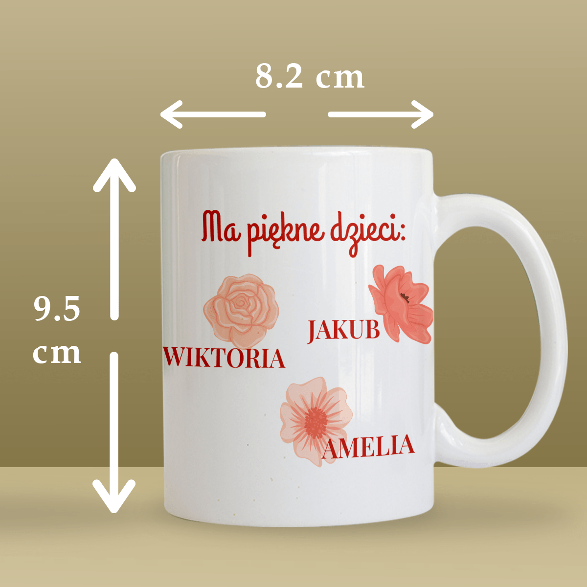 Mama i jej dzieci - 1x Kubek z nadrukiem, spersonalizowany prezent dla mamy - idamell.com