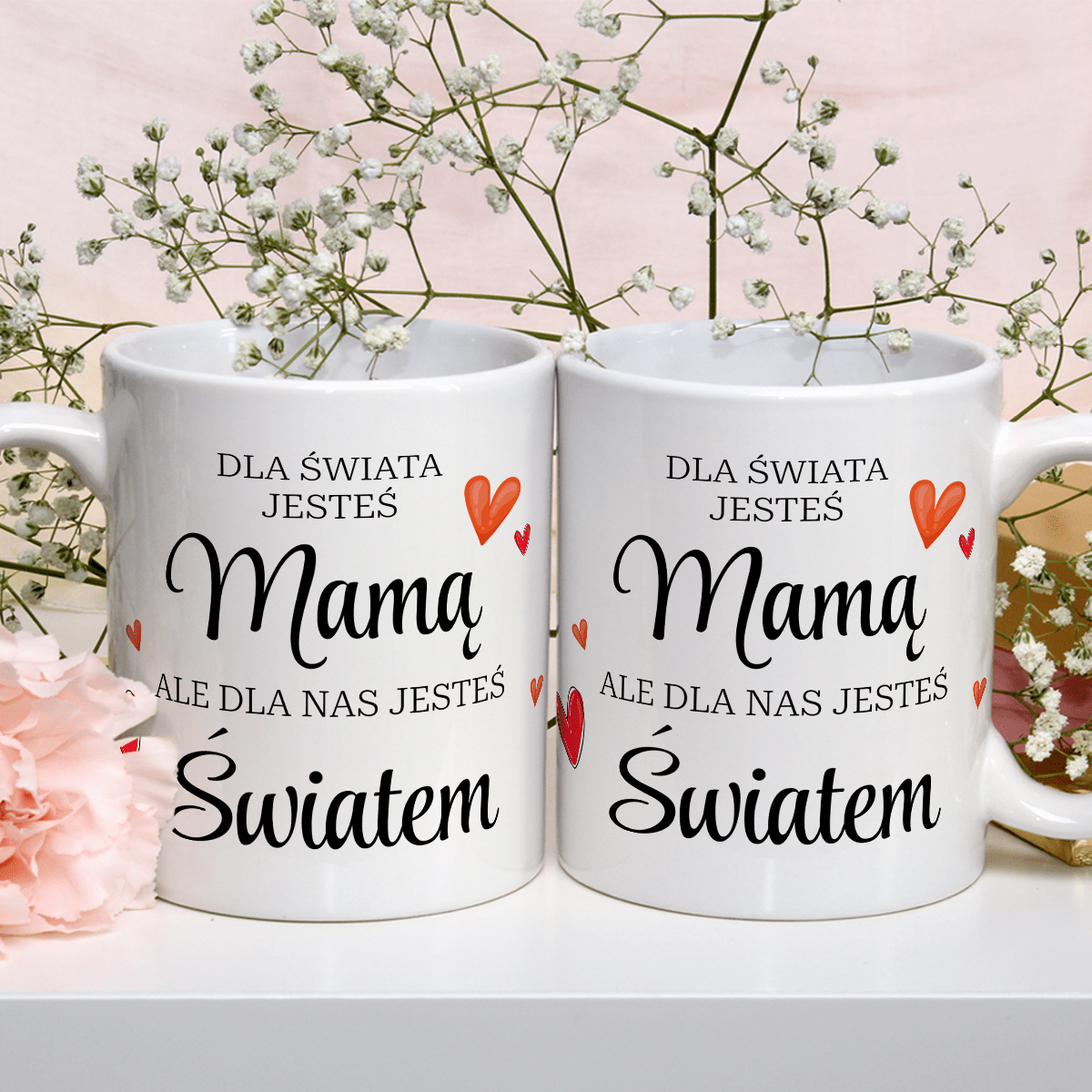Mama, mój cały świat - 1x Kubek z nadrukiem, spersonalizowany prezent dla mamy - idamell.com