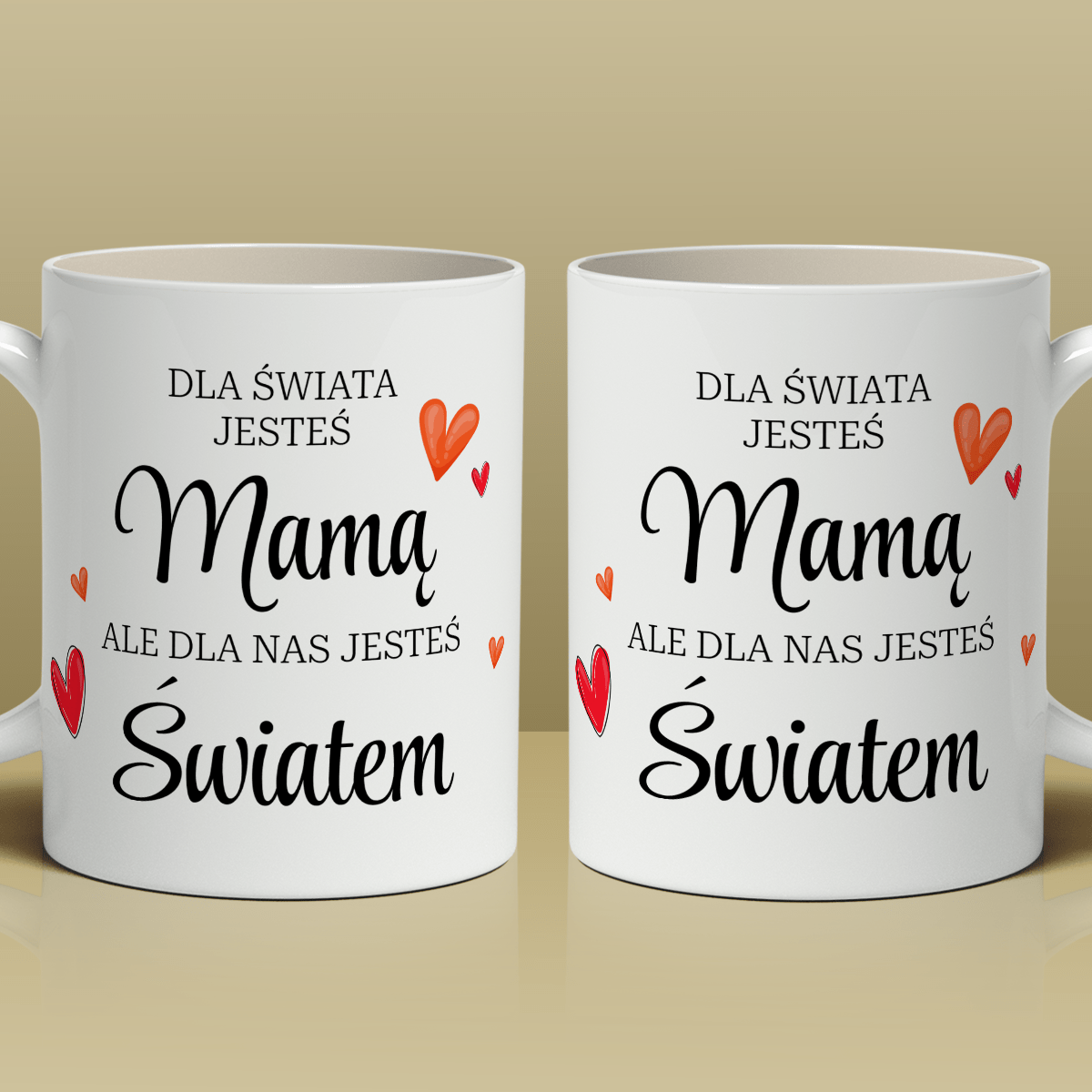 Mama, mój cały świat - 1x Kubek z nadrukiem, spersonalizowany prezent dla mamy - idamell.com