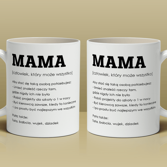 Mama może wszystko - Kubek z nadrukiem, spersonalizowany prezent dla mamy - idamell.com