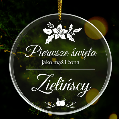 Mąż i żona pierwsze święta - bombka choinkowa, spersonalizowany prezent dla męża - idamell.com