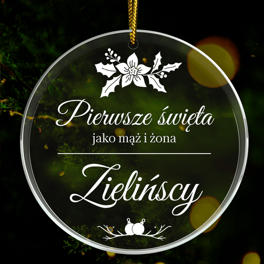 Mąż i żona pierwsze święta - bombka choinkowa, spersonalizowany prezent dla męża - idamell.com