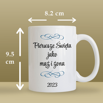 Mąż i żona w święta - 1x Kubek z nadrukiem, spersonalizowany prezent dla pary - idamell.com