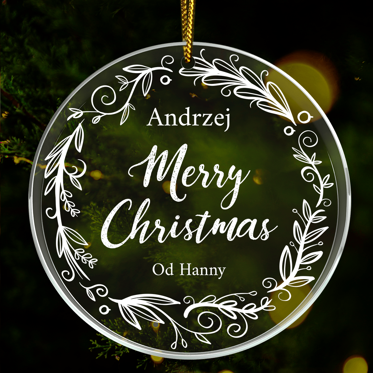 Merry Christmas dla niego - bombka choinkowa, spersonalizowany prezent dla niego - idamell.com