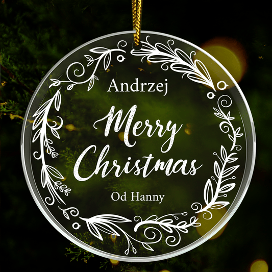 Merry Christmas dla niego - bombka choinkowa, spersonalizowany prezent dla niego - idamell.com