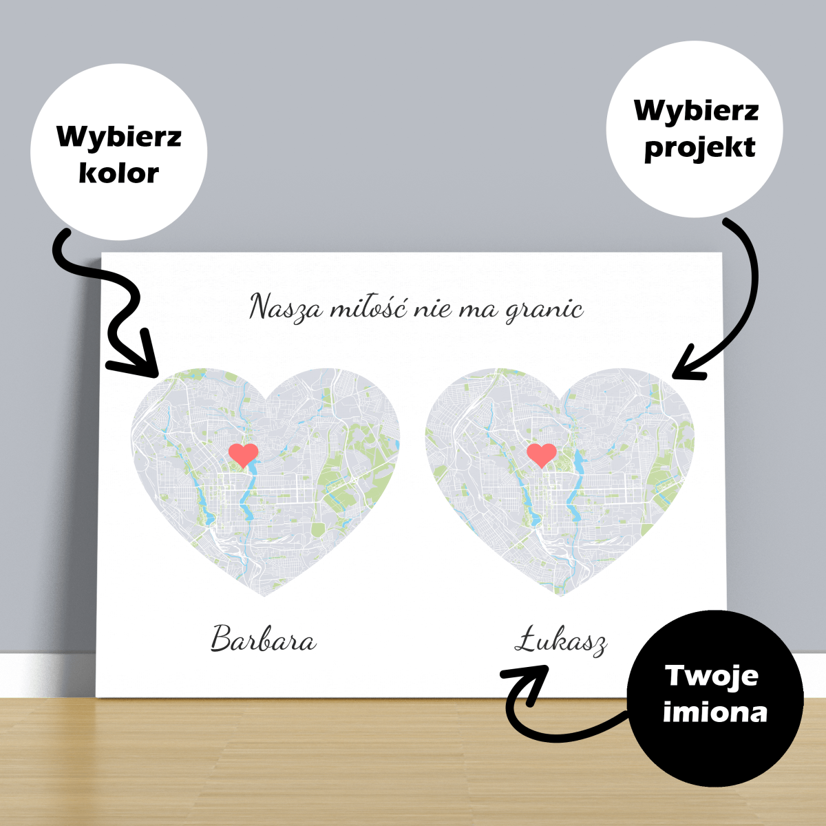 Miłość bez granic - druk na płótnie, spersonalizowany prezent - idamell.com - Wyjątkowe Prezenty