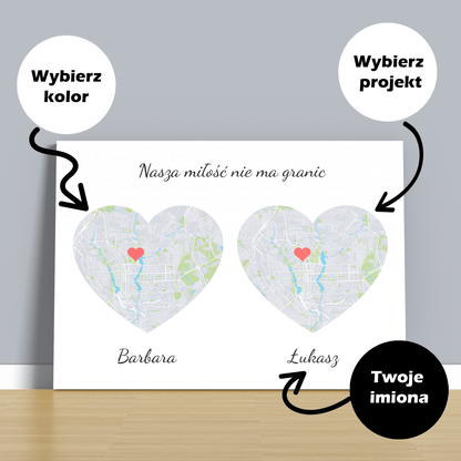 Miłość bez granic - druk na płótnie, spersonalizowany prezent - idamell.com - Wyjątkowe Prezenty